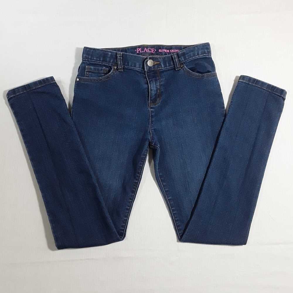 Children's Place: Girls (14 S) "Super Skinny" Slim Cut Dark Wash 5 Pocket Jeans